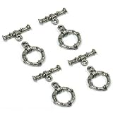4 Bali Toggle Clasps Pewter Antique Silver Bracelets