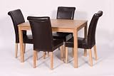 Dining Set Oak Table and 4 Faux Leather Chair