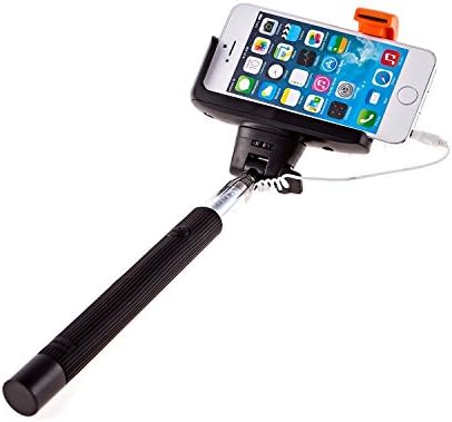 Pardus™ Selfie Stick Wired Self Portrait Handheld Stick [Battery Free] with Adjustable Universal Cellphone Mount Holder &amp; Build-in Remote Shutter [Charge Free] for Apple, Android (Black)