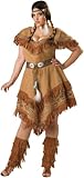 In Character Costumes, LLC Women's Indian Maiden Costume with Printed Beadwork, Brown, XXX-Large