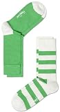 Green/White Stripe and Heel and Toe Two Pack Socks by Happy Socks