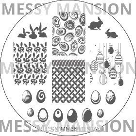 MESSY MANSION MM36 Nail Art Stamping Plate - Easter Bunny Rabbits