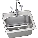 Elkay LRAD171665C 18 Gauge Stainless Steel 17 x 16 x 6.5 Single Bowl Top Mount Kitchen Sink Kit by E
