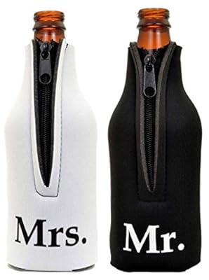 Bridal Shower Wedding Gift Beer Bottle Coolie Mr. and Mrs. Bottle Drink Coolers Coolies