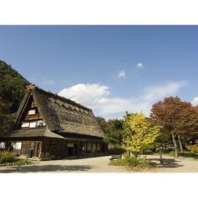 Autumn Leaves, Traditional Gassho Zukuri Thatched Roof Houses, Shirakawa-Go Village, Gifu Prefecture Photographic Poster Print by Christian Kober, 16x12