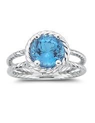 2.53 Cts Swiss Blue Topaz Solitaire Ring in 14K White Gold