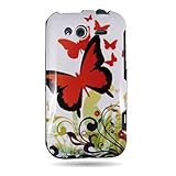 WIRELESS CENTRAL Brand Hard Snap-on Shield WHITE With RED BUTTEFLY Design F ....