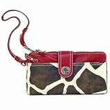 Red & White Giraffe Print Wristlet Pouch Small Clutch Bag