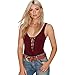 Blooming Jelly Women's Stretch Lace up Tank Leotard Bodysuit Jumpsuit, Dull red, Small