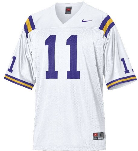 LSU Tigers #11 College Football Jersey by Nike-White (S)