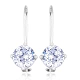Platinum Plated Sterling Silver Cubic Zirconia Wire Earrings