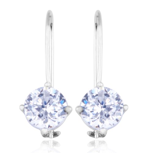 Platinum Plated Sterling Silver Cubic Zirconia Wire Earrings