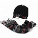 New Plaid Stripe Knit Cabbie Beanie Cap Hat Scarf Set Black