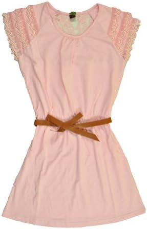 Lace Embroidery Detail Belted Dress