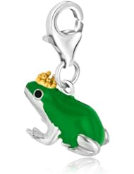 Sterling Silver Green Enameled Frog Prince Charm