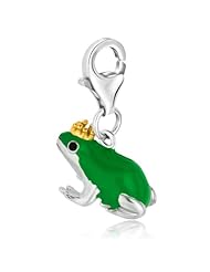 Sterling Silver Green Enameled Frog Prince Charm