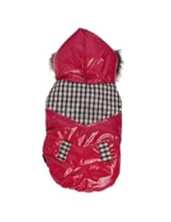 Fashion Dog Pet Plaid Grid Warm Hoodie Winter Polyester Coat Clothes Apparel (Wine Red, XXL)