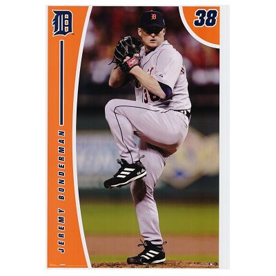 Detroit Tigers (Jeremy Bonderman) Sports Poster Print - 24x36 custom fit with RichAndFramous Black 24 inch Poster Hangers