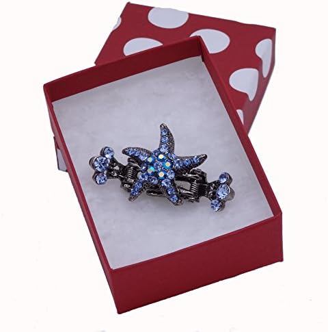 Blue Rhinestone Starfish 2" Hair Clip - Gift Boxed