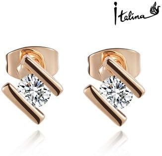 Poppular crystal earring Italina Rigant Elegant Simple Style Stud Earrings With Austrian Zincon Nickel Free 18KGP Dont Lose Color Red Apple Gold Color BY Mary Jay