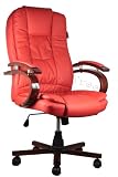 from Meriden Furniture Luxury WoodenBase PU Leather Red Wood Base Armrest Office chair Model ME-010