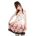 my closet　当店オリジナル仕様　ふんわり花柄シフォンチュニックキャミワンピース レッド