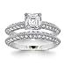 3.20 Carat Asscher Cut Diamond Bridal Set in 18K Gold