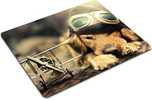 Dog Pilot Plane Sunglasses Hat Mouse Pads Customized Made to Order Support Ready 9 7/8 Inch (250mm) X 7 7/8 Inch (200mm) X 1/16 Inch (2mm) High Quality Eco Friendly Cloth with Neoprene Rubber Liil Mouse Pad Desktop Mousepad Laptop Mousepads Comfortable Computer Mouse Mat Cute Gaming Mouse pad