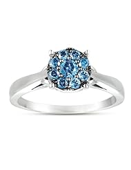 3/8 CTW Enhanced Blue Diamond Ring Size- 7