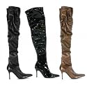 Penthouse Women's PH371-LALA, 3.5" Faux Stretch Leather and Patent Thigh High Boot with Ruching Detail.