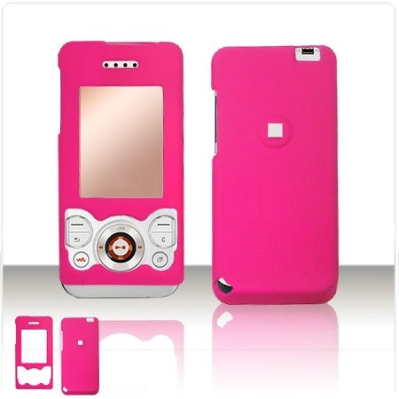 Sony Ericsson W580 Cell Phone Hot Pink Rubber Feel Protective Case Faceplate Cover