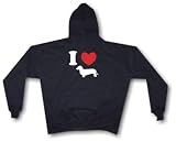 I Heart (LOVE) Weiner Dachshund Dog Men's Hoodie Sweat Shirt Small thru 4XL