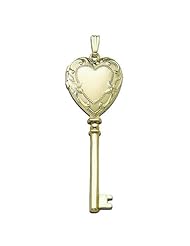 Solid 14K Yellow Gold KEY Locket 3/4 inch x 2 inch in Solid 14K Yellow Gold