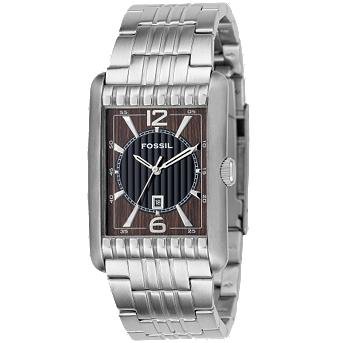 Fossil #FS4331 Men's Rectangular Wood Dial Watch