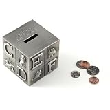 PERSONALIZED Engraved 3 Square CUBE COIN BANK Pewter Finish ALPHABET Animals