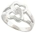 9/16 (14 mm) Sterling Silver High Polished Ring w/ 2 Interlocking Hearts
