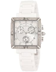 Invicta Womens 0719 Ceramic Chronograph Diamond Accented White Ceramic Watch