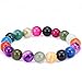 Qitian 10mm Genuine Onyx Gemstone Crystal Beads Bracelets Stretch Handmade Elastic Strand Bracelet Set of 5