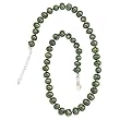 18 + 2 Inch Extension Dark Green Cultured Freshwater Pearl Knotted Necklace