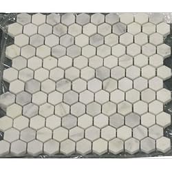 White Marble Hexagon 1x1 POLISHED Mosaic Tiles on 12x12 Sheet