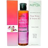 Rose Water & Vitamin B5 Toner - Softens Skin, Hydrates Dry Skin, Diminish Wrinkles, Fights Acne, Conditions & Promotes Hair Re-Growth -Certified Organic 100% Pure & Natural - Phytosil 4 OZ