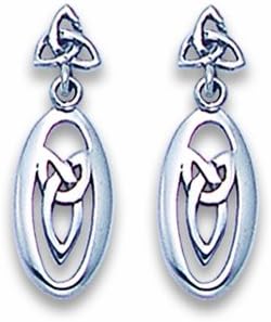 Heather Needham, Sterling Silver Celtic Drop Earring On Stud . Size:23mm X 7mm.
