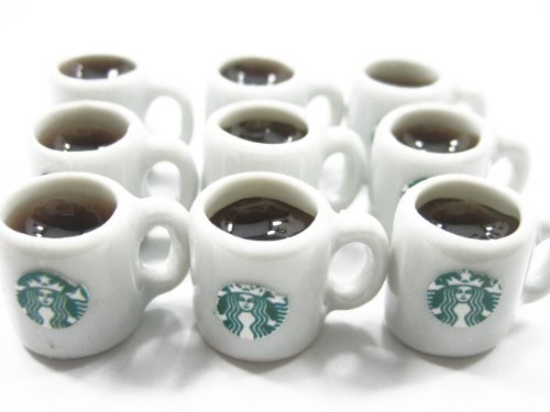 Detail image Dollhouse Lot Set 9 Black Coffee Cups Mugs Miniature Food Drink Beverage Supply Deco Dollhouse Food - 4684