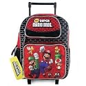 Super Mario Bros. Sparkly Roller Bookbag / Backpack Red