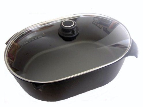 Guss Bräter komplett mit Glas Deckel, 39 x 26 