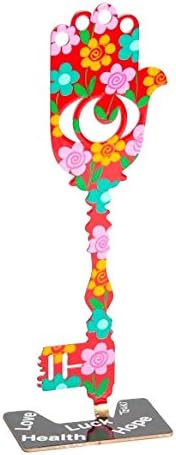 Key Hamsa Sculpture in Pink and Red By Tzuki Art Height: 7.1" / 18cm, Width: 2.6" / 6.5cm