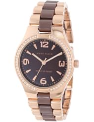 Anne Klein Womens 109118BMRG Ceramic Rosegold-Tone Swarovski Crystal Accented Brown Dress Watch