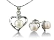 Heart Shaped Freshwater Pearl Pendant and Earrings Set