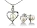 Heart Shaped Freshwater Pearl Pendant and Earrings Set