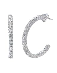 1 CT Diamond Hoop Earrings in Sterling Silver